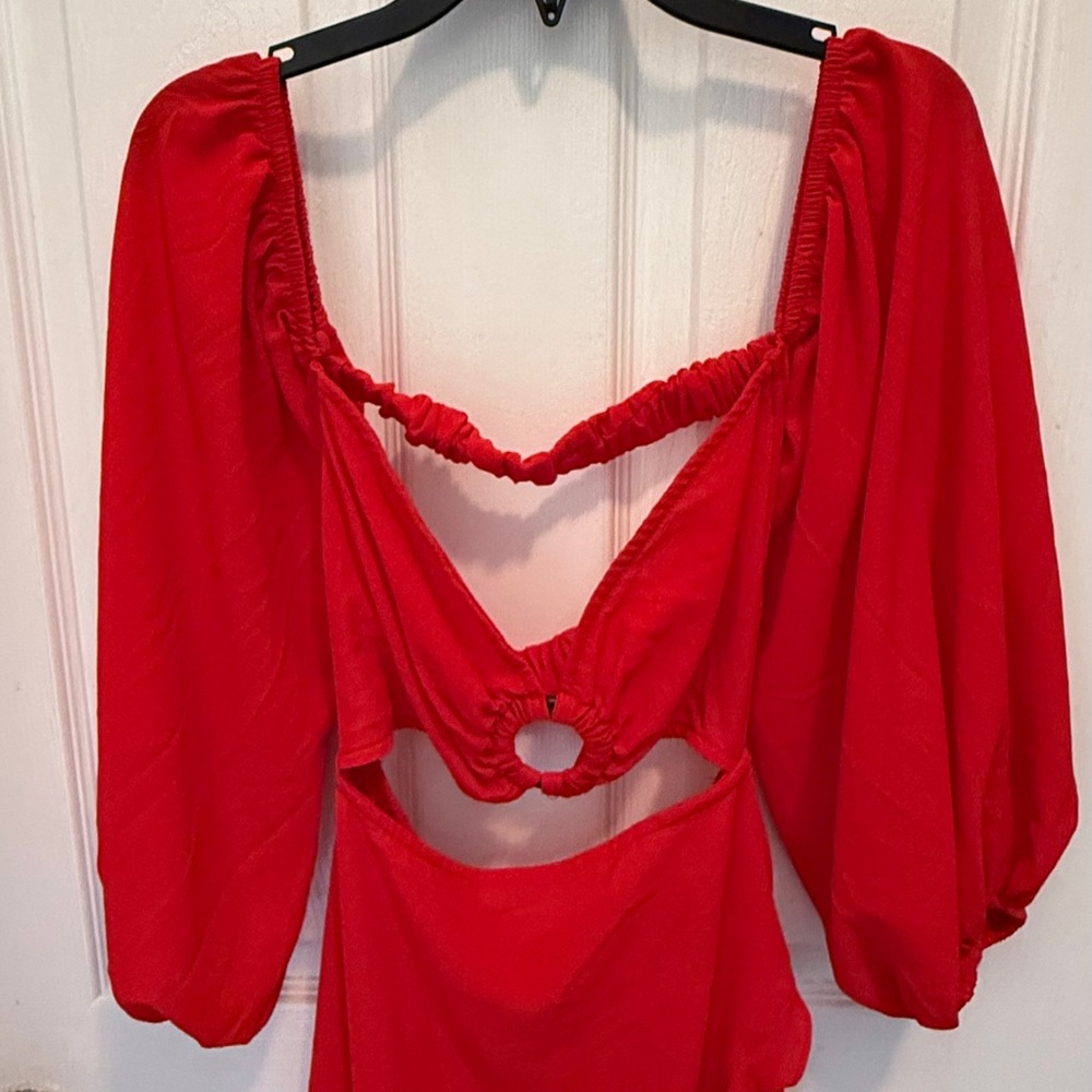 Red Statement Cut-Out Ruffle Maxi Dress ❤️